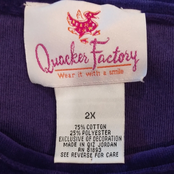 Quackery Factory Purple Velour Rhinestone Embellished Long Sleeve Top Size 2X - Picture 3 of 4